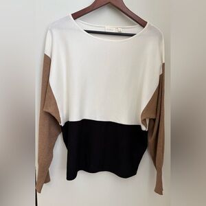 Cyrus Women's Colorblock Sweater - White, Black, and Brown Size: M